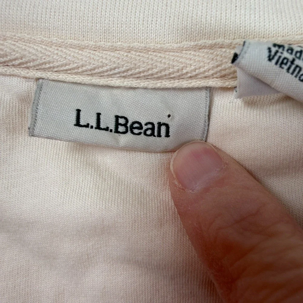 LL Bean Womens Quilted Full Zip Sweatshirt Sz M Petite Cream Outdoors Camp Trail - Picture 9 of 12